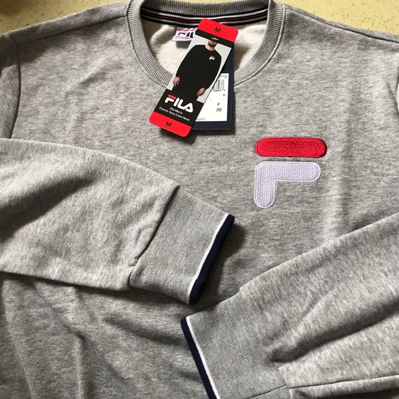 🆕 Fila Men's French Terry Crew Neck Sweatshirt (Gray, Medium) - Picture 2 of 3